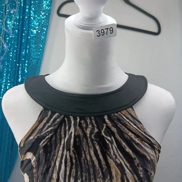 Guess Jeans Women's Size S High Halter Neck Long Tunic Top Keyhole Back Stretch - Picture 2 of 9